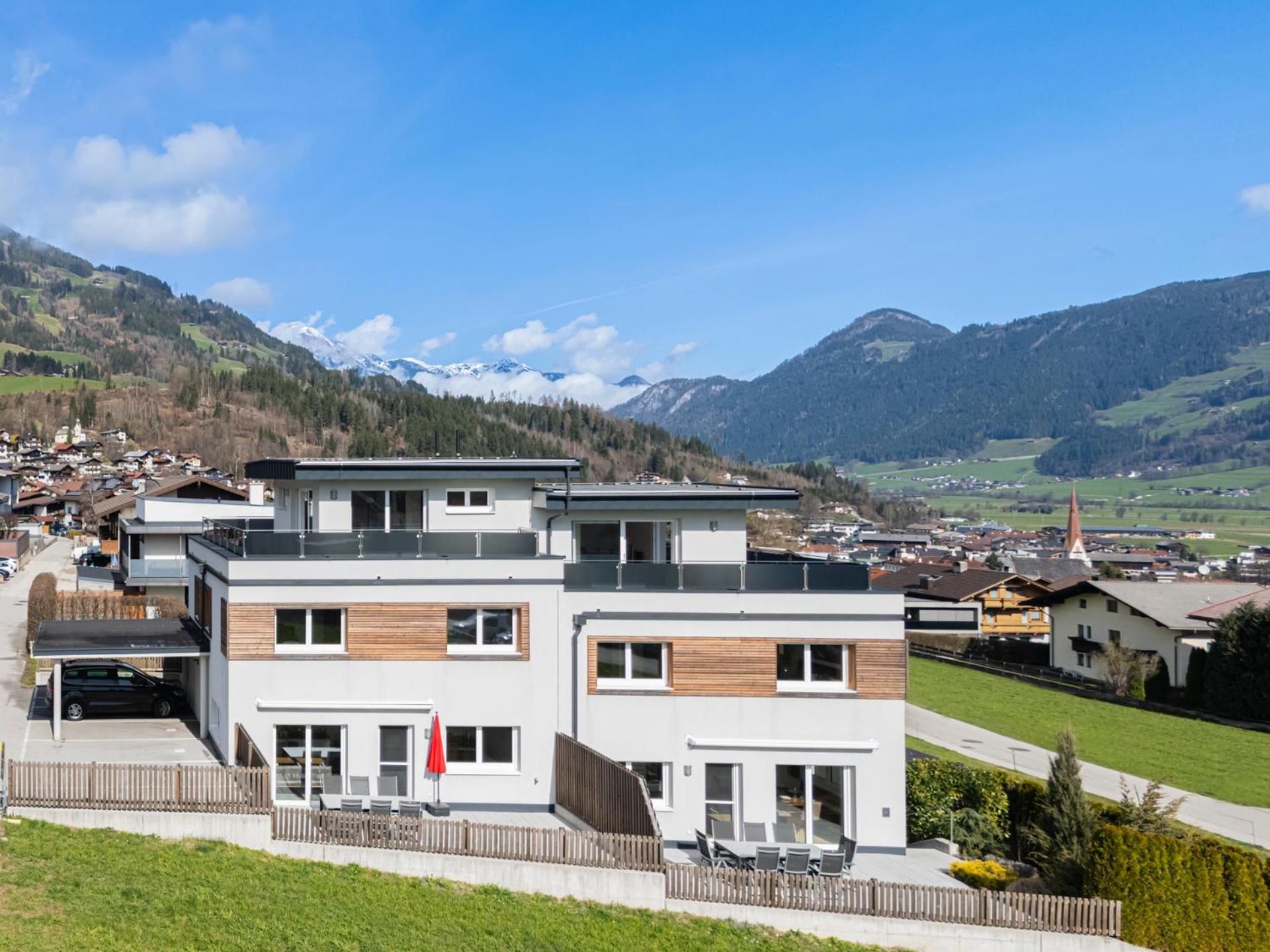 H21 - Modernes Ferienhaus 145Qm, 4Sz, Wellnessbereich Mit Sauna Und Dachterrasse Mit Panoramablick, Kuehlen Und Heizen Mit Geothermie Fügen Eksteriør billede